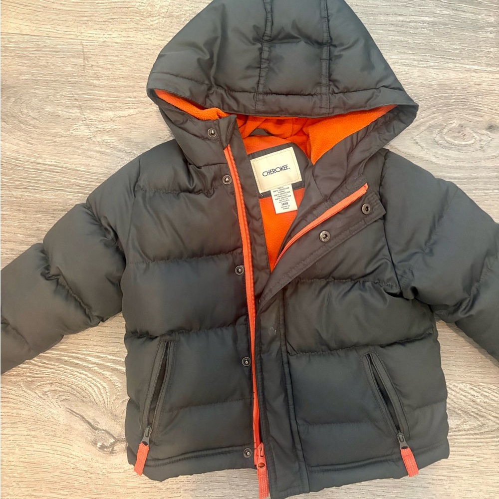 Cherokee Kids Black and Orange Puffer Jacket